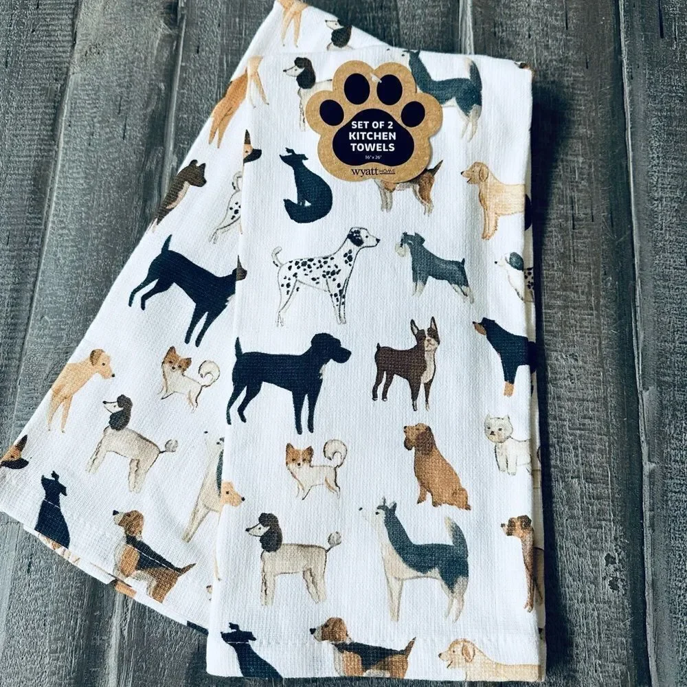 Lifelike Dog Print Kitchen Dish Towels Set